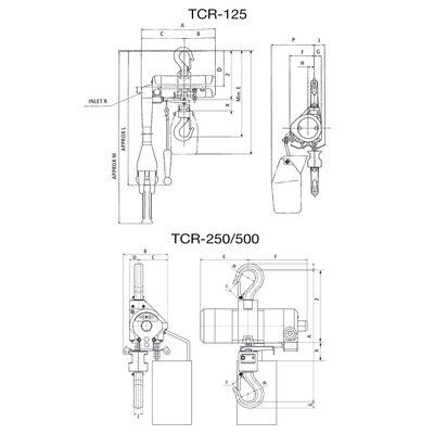 Mini wciągniki łańcuchowe TCR-125/250/500