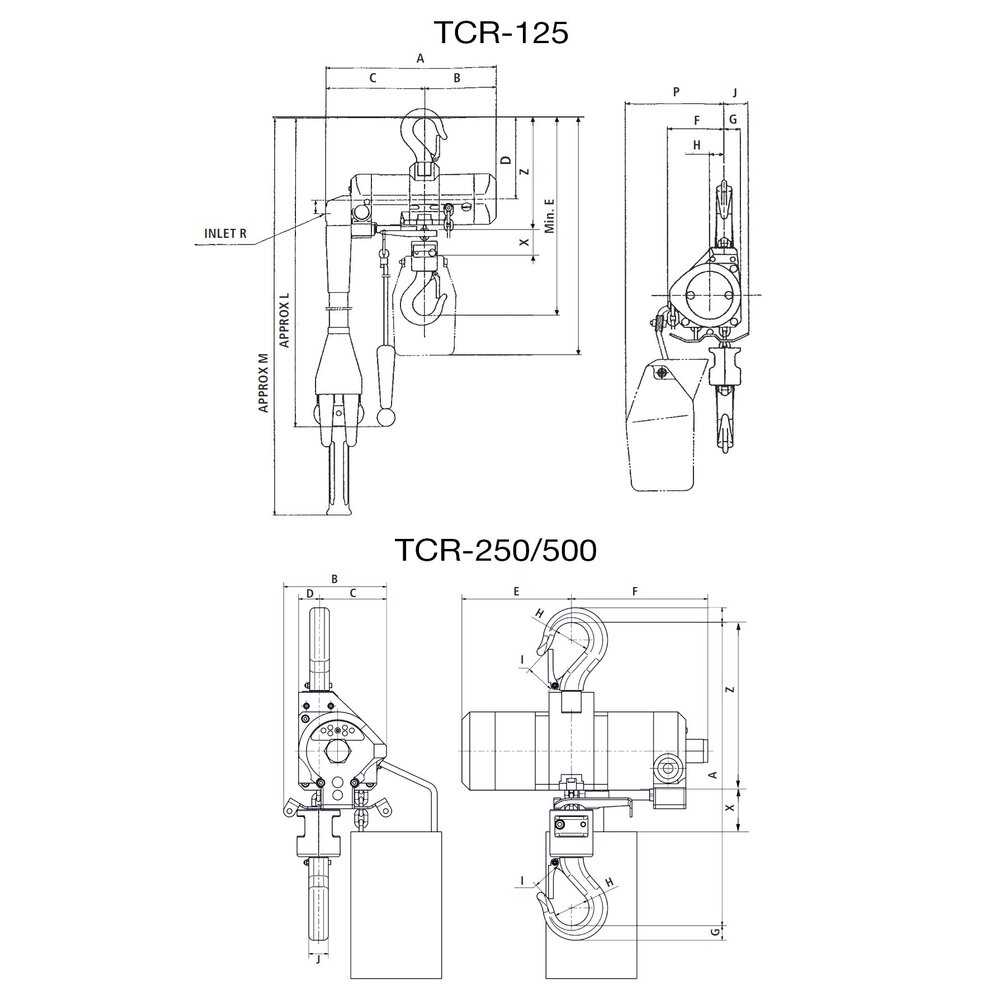Mini wciągniki łańcuchowe TCR-125/250/500