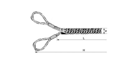 Cable grip double with loops drawing